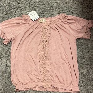 Dusty rose crop top with elastic waist Sz Med